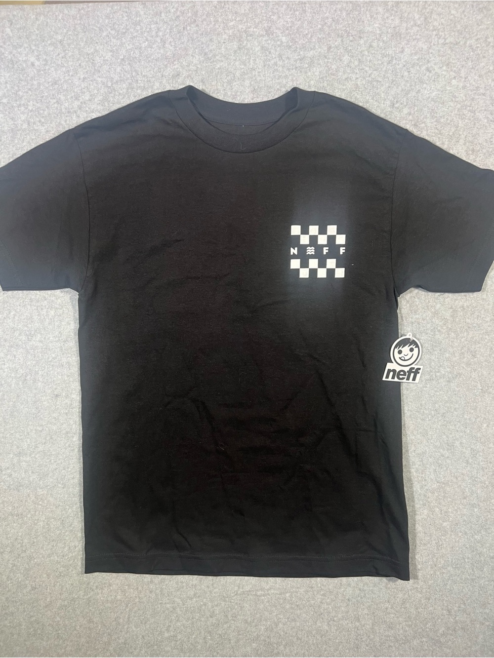 Neff Black T-Shirt with White Checkerboard Logo